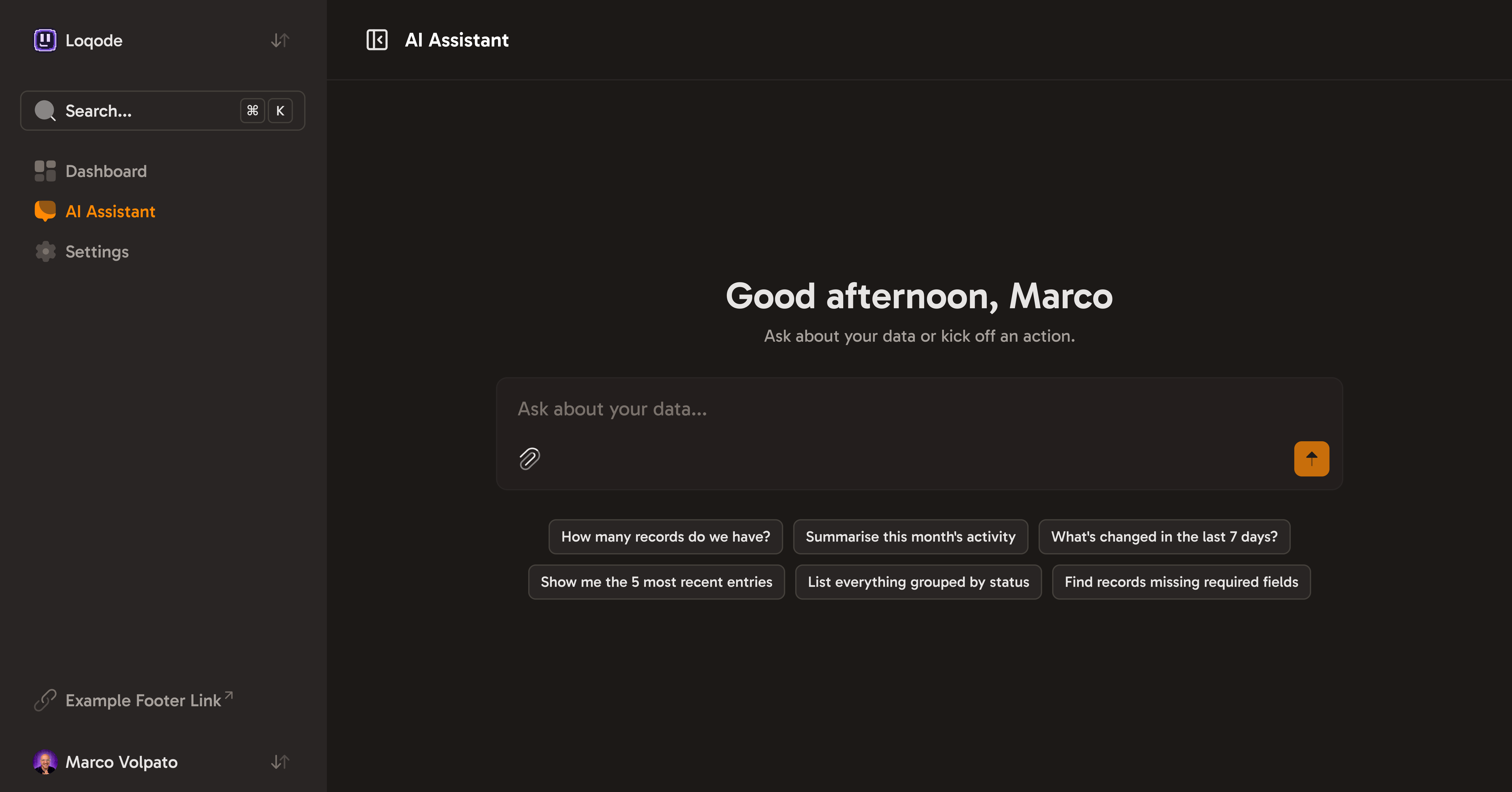 VueStarter dashboard